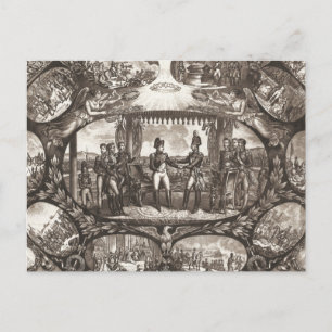 Cartão Postal Napoleão Bonaparte e czar Alexandre I em Tilsit