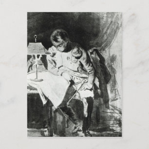 Cartão Postal Napoleão estudando seus mapas por amplight, c.1800