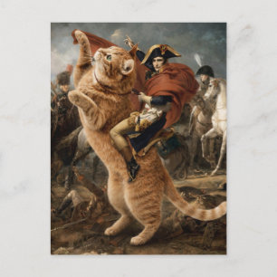 Cartão Postal Napoleão Montado em Gato de Batalha Gigante       