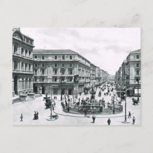 Cartão Postal Nápoles, 1908, Centro da Cidade e rotunda