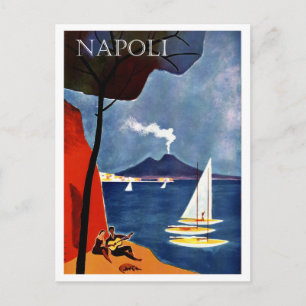Cartão Postal Napoli, Itália, barco à vela pela costa