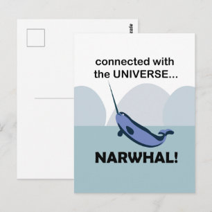 Cartão Postal Narval Conectado Ao Universo Engraçado
