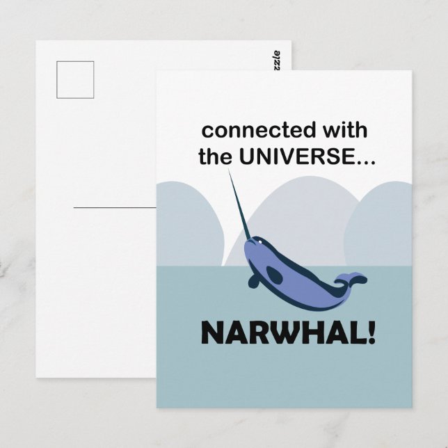 Cartão Postal Narval Conectado Ao Universo Engraçado (Frente/Verso)