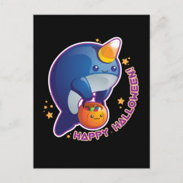 Cartão Postal Narval de Halloween Kawaii