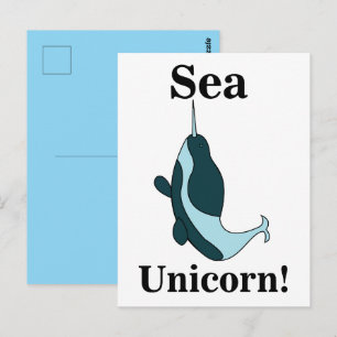 Cartão Postal Narval Unicórnio do Mar Engraçado