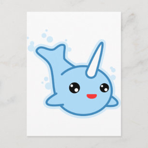Cartão Postal Narwhal Kawaii