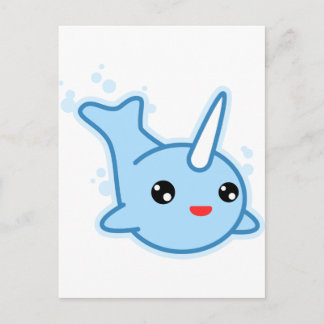 Cartão Postal Narwhal Kawaii