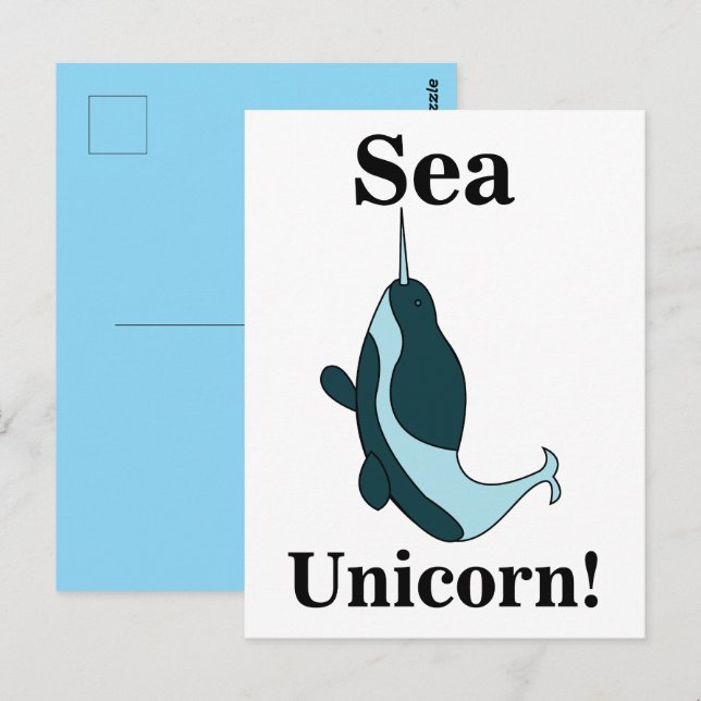 Cartão Postal Narwhal Sea Unicorn Funny (Frente/Verso)