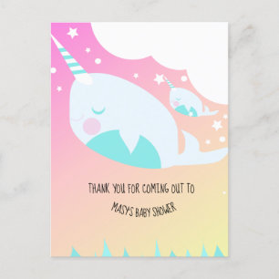 Cartão Postal Narwhale Ombre Chá de Bebê Ombré  