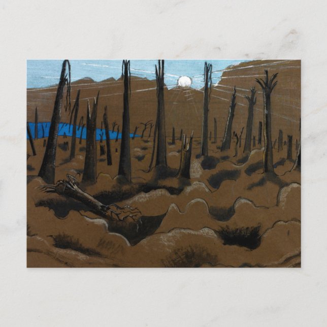 Cartão Postal Nascer do sol, Inverness Copse por Paul Nash (1918 (Frente)