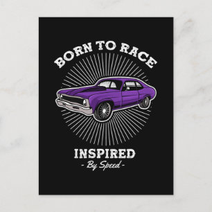 Cartão Postal Nascido para Correr Clássico Muscle Car Design Ret