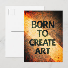 Cartão Postal Nascido para Criar Arte Citação Motivacional Textu