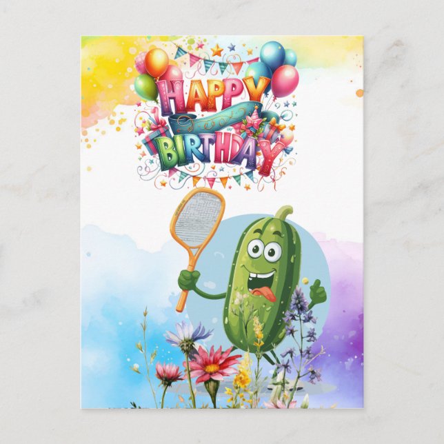 Cartão Postal Nascimento com tema de arco-íris de flores de pick (Frente)