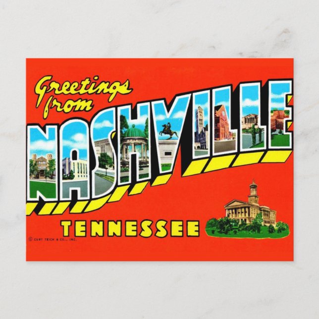 Cartão Postal  Nashville Colorful Greeting  Postcard (Frente)