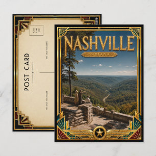 Cartão Postal Nashville Indiana Arte Deco Vintage Idade Dourada