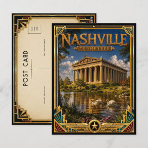 Cartão Postal Nashville Tennessee Arte Deco Vintage Idade Dourad