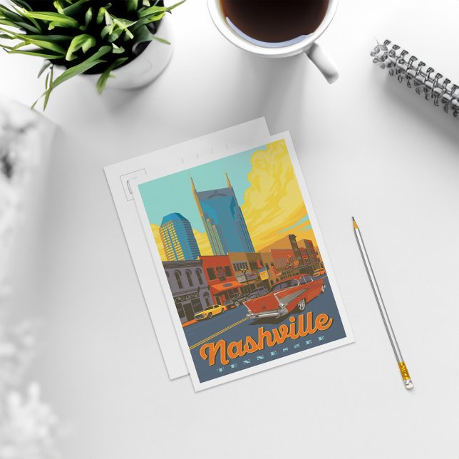 Cartão Postal Nashville, Tennessee | Sunset de Broadway (Card on coffee table)