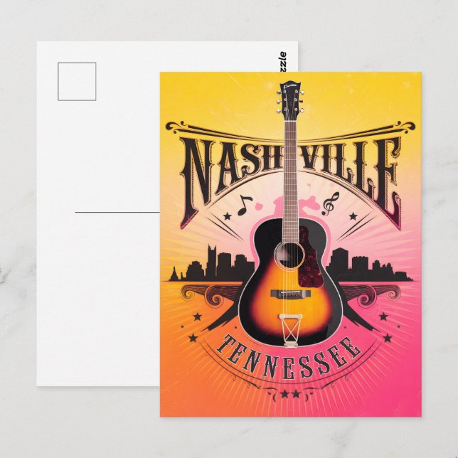 Cartão Postal Nashville, TN - Music City USA (Frente/Verso)