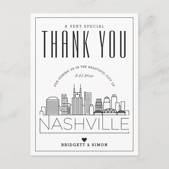 Cartão Postal Nashville Wedding | Obrigados para o próximo! Cart (Frente)