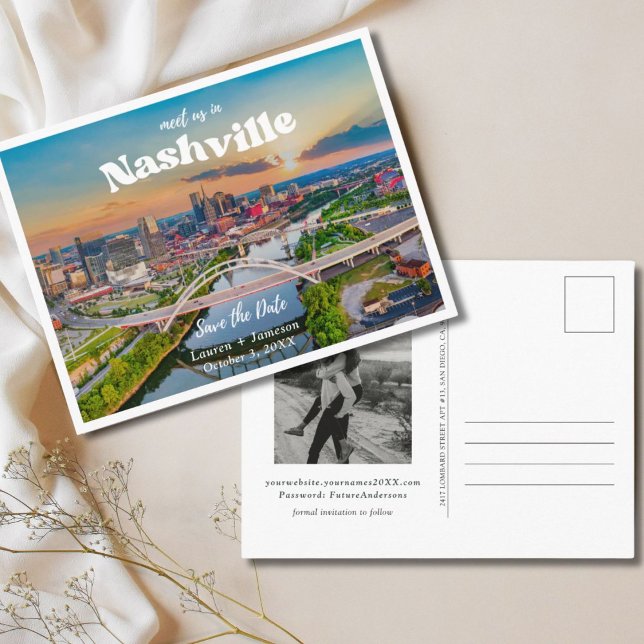 Cartão Postal Nashville Wedding Salvar o Cartão-postal de data (Nashville Wedding Save the Date Postcard
)