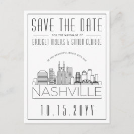 Cartão Postal Nashville Wedding | Skyline Estilizado Salvar a Da