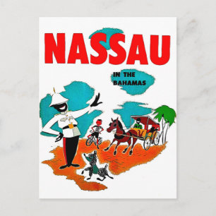 Cartão Postal Nassau nas Bahamas, viagens vintage
