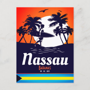 Cartão Postal Nassau Palm Tree Bahamas Vintage Souvenirs