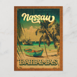 Cartão Postal Nassau Palm Tree Bahamas Vintage Souvenirs 80s