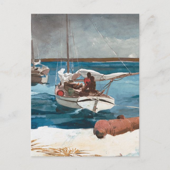 Cartão Postal Nassau, Winslow Homer, Náutico Vintage Sailboat (Frente)