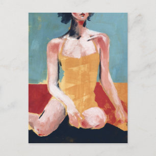 Cartão Postal Natação de vinheta - maiô amarelo