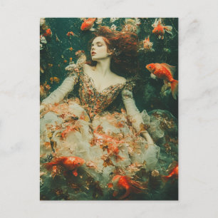 Cartão Postal Natações de mulheres com modas de fantasia de Gold