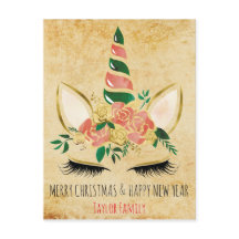 Natais vintages Ano Novo Unicórnio de inverno