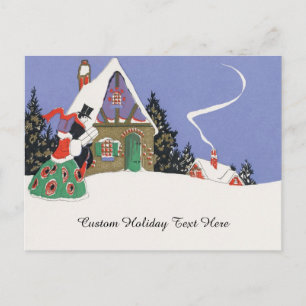 Cartão Postal Natais vintages, Casal vitoriano indo para o parti