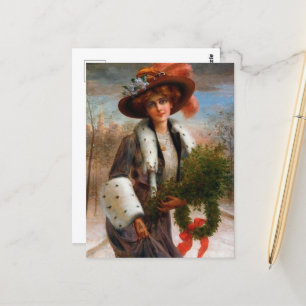 Cartão Postal natais vintages festivos senhora Holiday