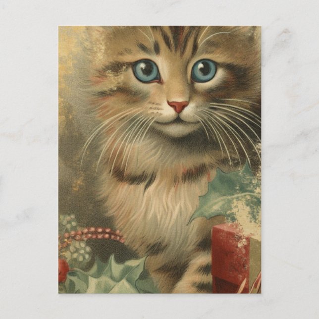 Cartão Postal Natais vintages Kitten (Frente)