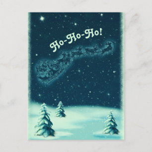 Cartão Postal Natais vintages Papais noeis Sleigh Winter Cena