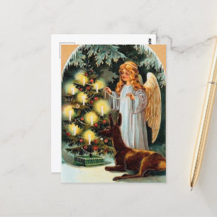 Cartão Postal natais vintages retro Feriado Angel