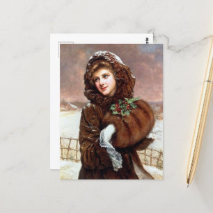 Cartão Postal natais vintages retro senhora Feriado