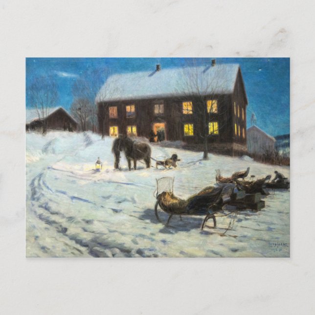 Cartão Postal natais vintages Rustic Winter Home (Frente)