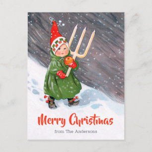 Cartão Postal Natais vintages Velas de neve de garotinha CC0319