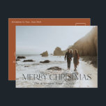 Cartão Postal Natal 1 Fotobotânico floral rebatível<br><div class="desc">Feliz Natal,  moderno e elegante aquarela natural,  verde-sábio,  terracota e feriado floral botânico preto 1 foto Cartão postal de Natal.</div>