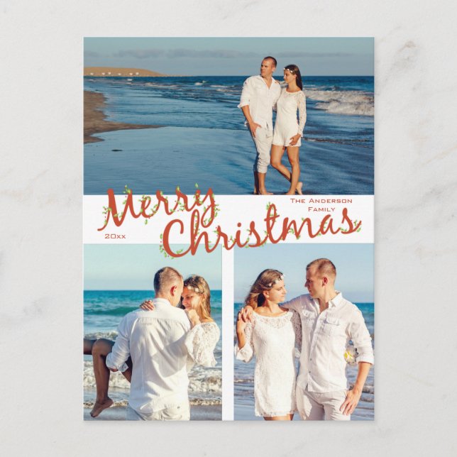 Cartão Postal Natal Alegre Cortado Feliz Natal 3 Foto Feriado (Frente)