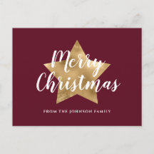 Natal Alegre Estrela Dourada Burgundy Vermelho Mod