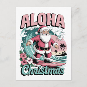 Cartão Postal Natal Aloha Havaí Papai Noel Surfando Tropical