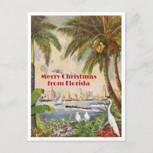 Cartão Postal Natal Antigo de Miami Feliz Natal da Flórida