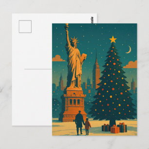 Cartão Postal Natal Antigo Nova York – Estátua da Liberdade