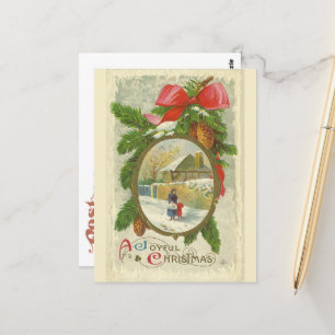 Cartão Postal Natal Antigo: Um Passeio Alegre de Natal com a Mãe
