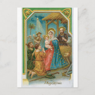 Cartão Postal Natal Antigo Uma Alegria Madona E Menino