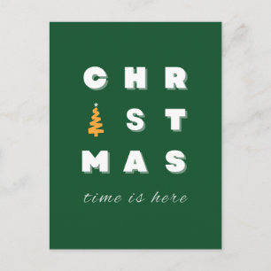 Cartão Postal Natal, Arte de Natal Verde, Férias