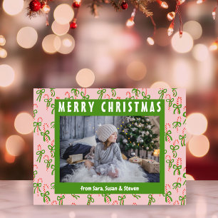 Cartão Postal Natal Candy Canes Xmas Feriado Foto PERSONALIZADA